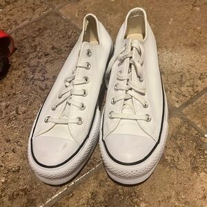Brand new Converse All-Star, white leather platform sneakers